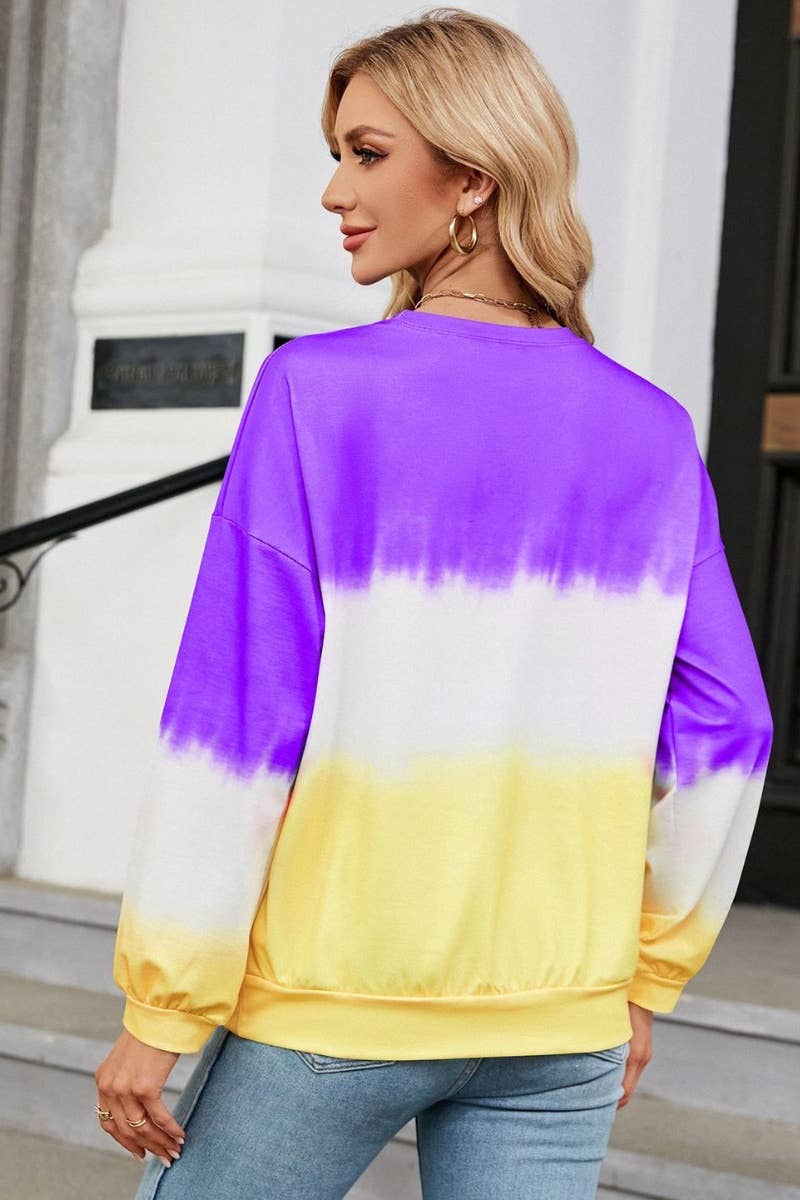 CWTBLL2829_CREW-NECK COLOR GRADIENT LONG-SLEEVED HOODIE