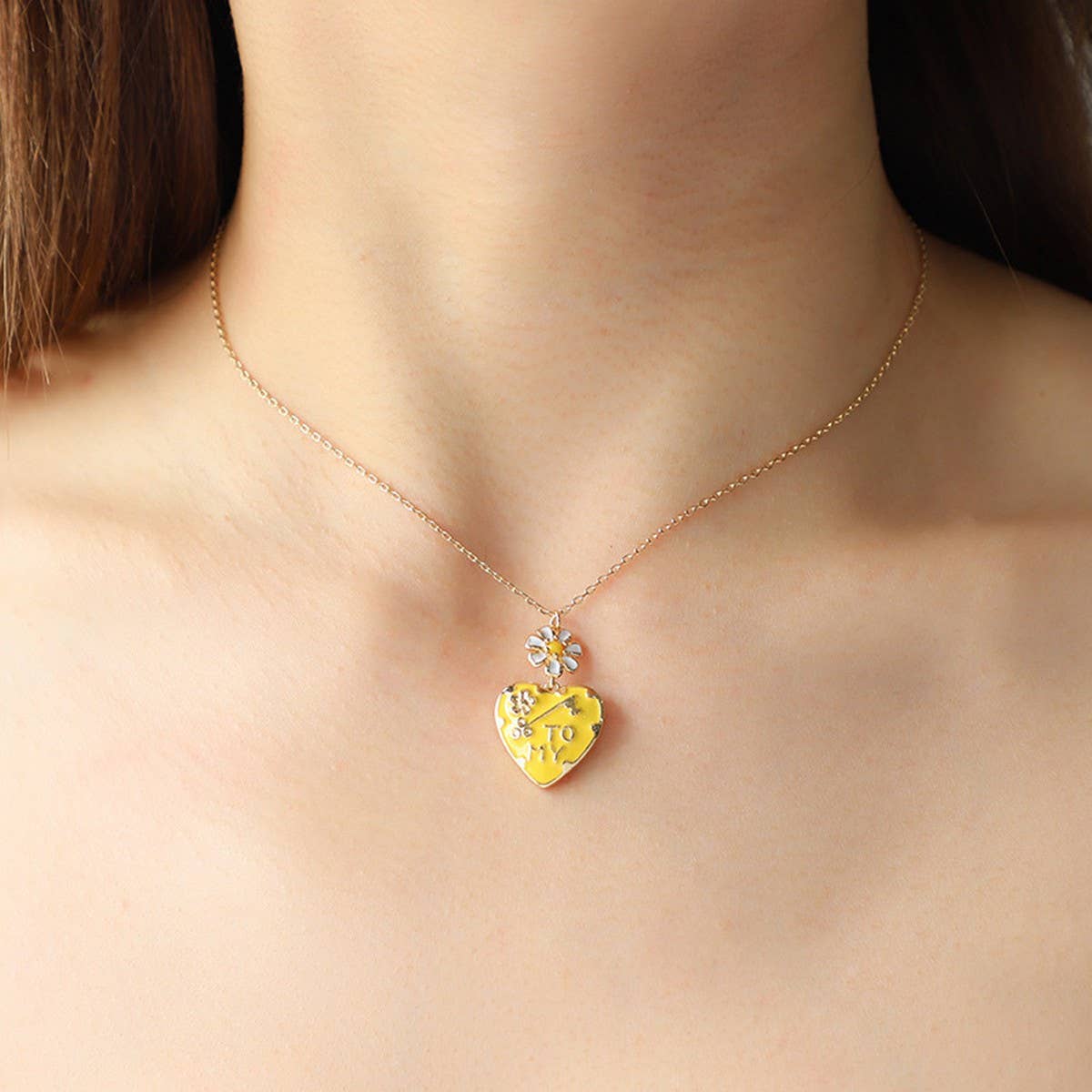 NEW FASHION LOVE PEACH ENAMEL OIL DROP NECKLACE