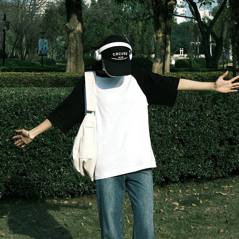 CWTTS0929_COLOR CONTRASTING CASUAL UNISEX T SHIRT