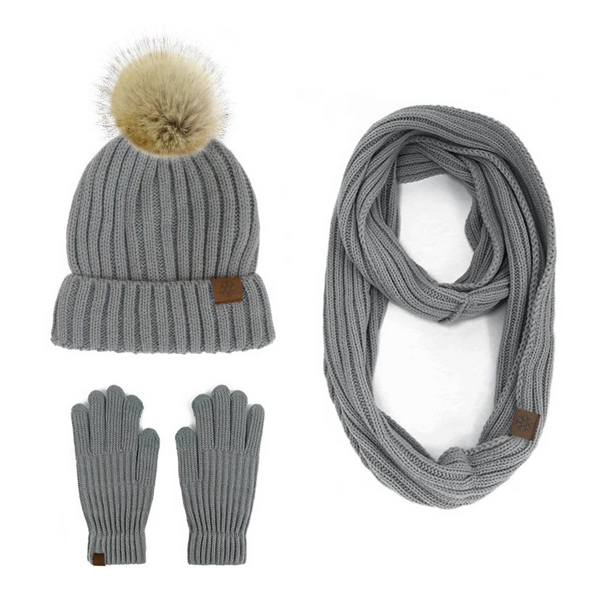 WINTER ADULT OUTDOOR WARM KNITTED SCARF SUIT WOMEN