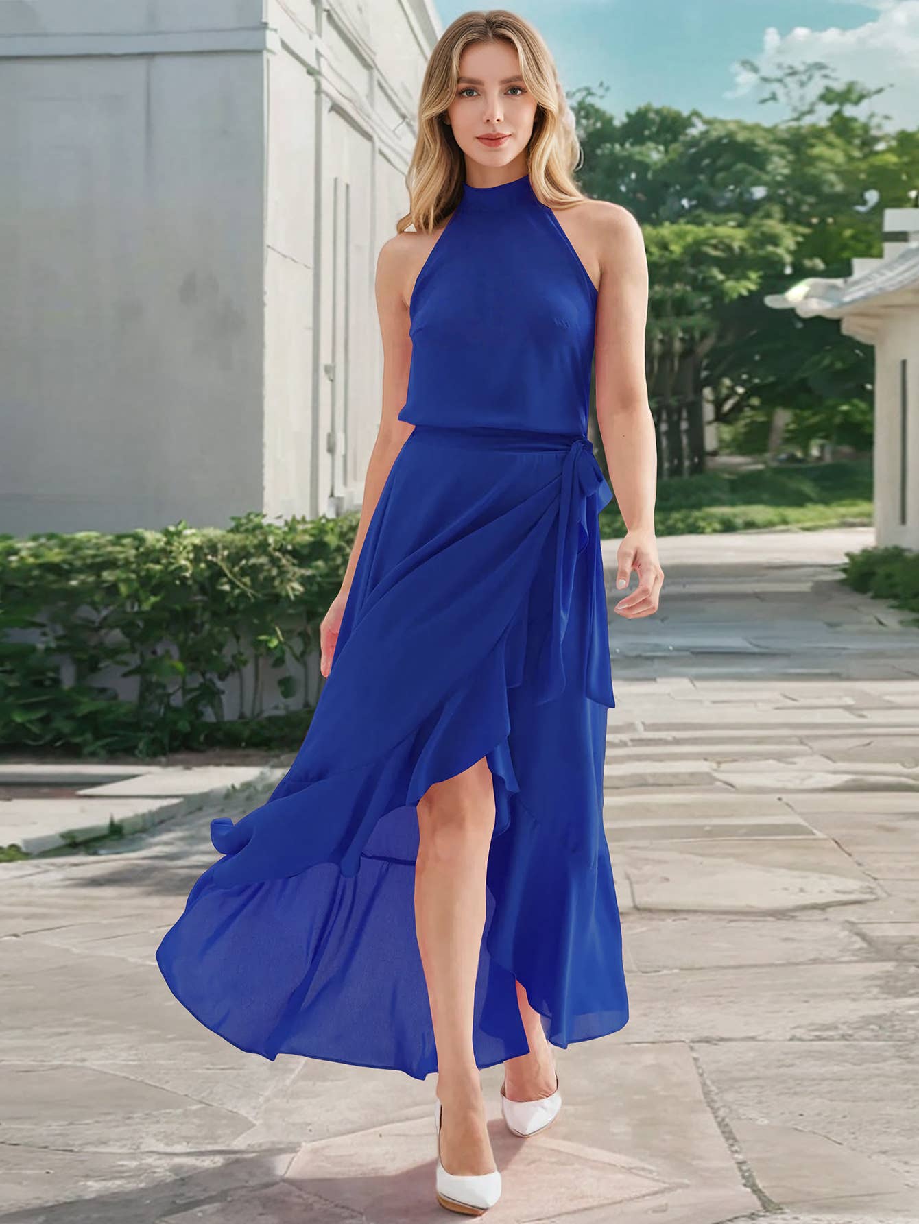 Elegant Ruffle Asymmetrical Ties A-Line Skirt