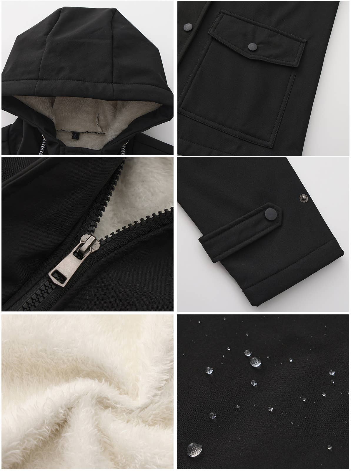 Composite fleece waterproof hooded jacket