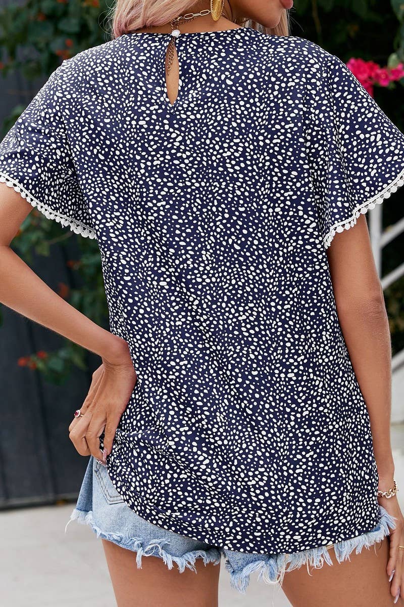 CWTBLS1801_ROUND NECK CASUAL TULIP SLEEVE T-SHIRT TOP