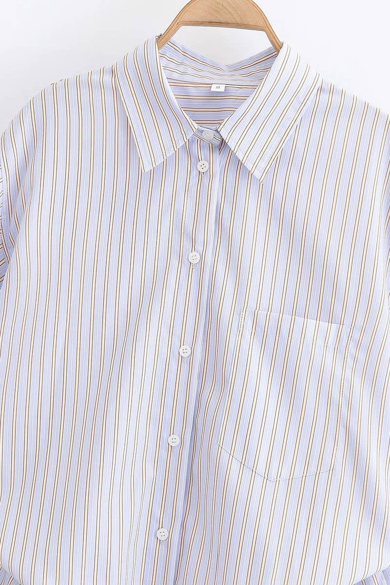 CWSBSL0166_LOOSE CASUAL POPLIN SHIRT + SKIRT PANTS SET