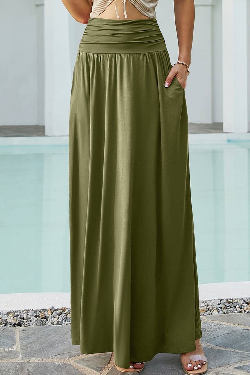 CWBLS116_CASUAL LONG LENGTH MAXI STYLE WAIST LIGHT SKIRT