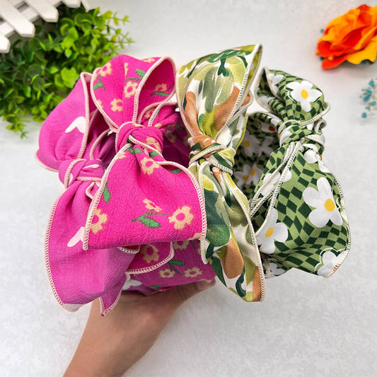 PRESSED WIDE-BRIMMED FLORAL BOW HEADBAND_CWAHA2573