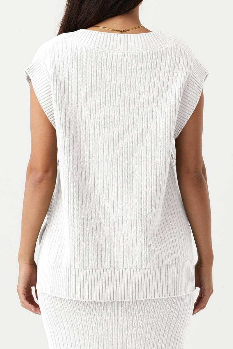 CWOSWS0121_V-NECK SLEEVELESS LOOSE PULLOVER SWEATER VEST