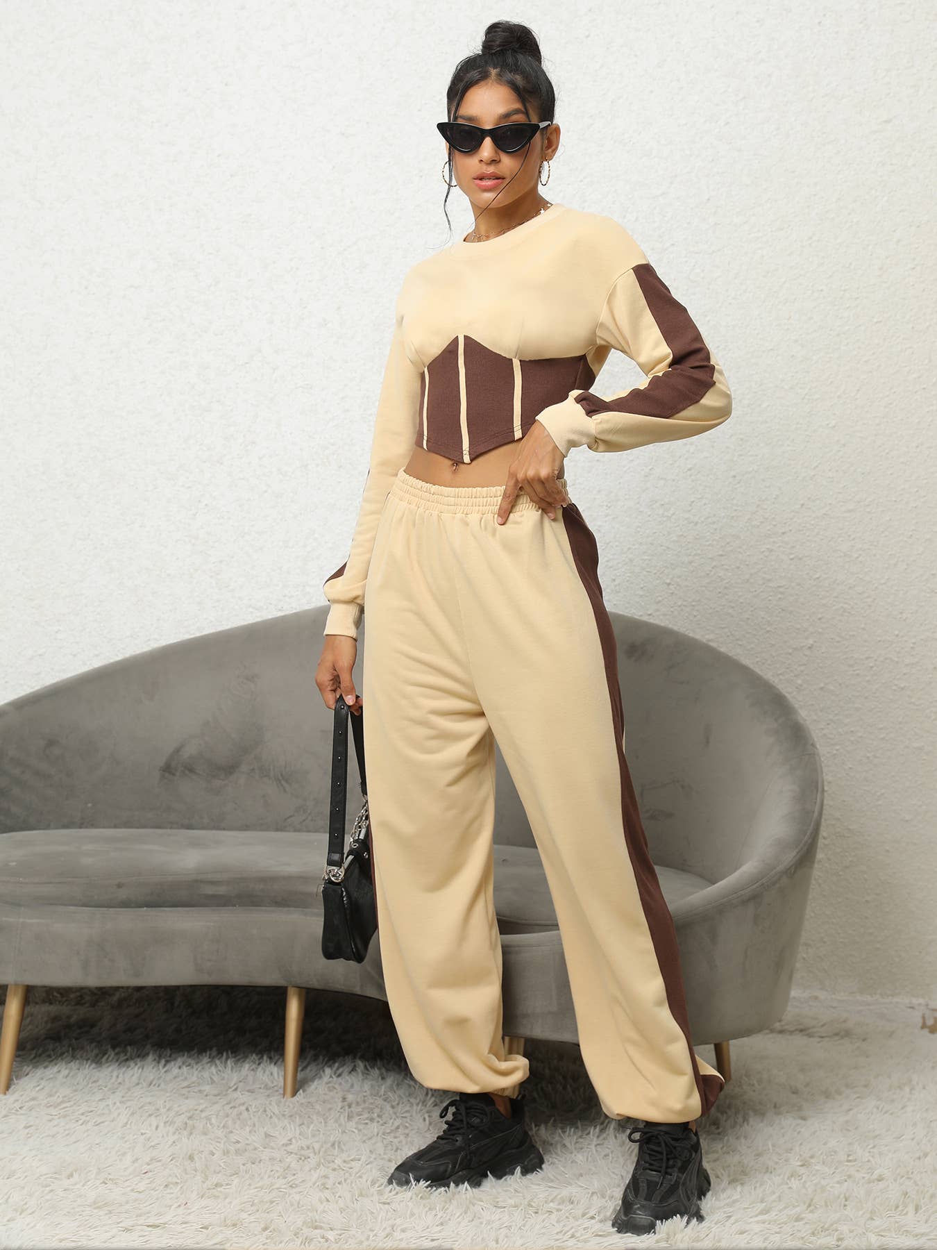 COLOR MATCHING HOODIE, HOODIE AND PANT SET