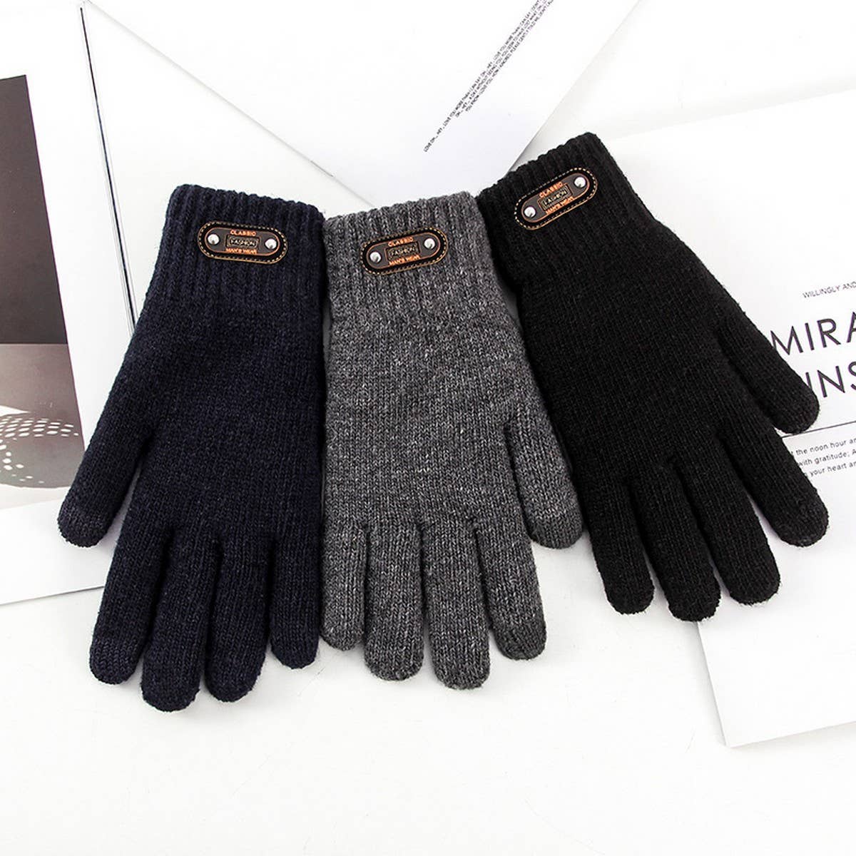 CWAG00540_MEN WINTER KNIT TOUCHSCREEN WARM GLOVES