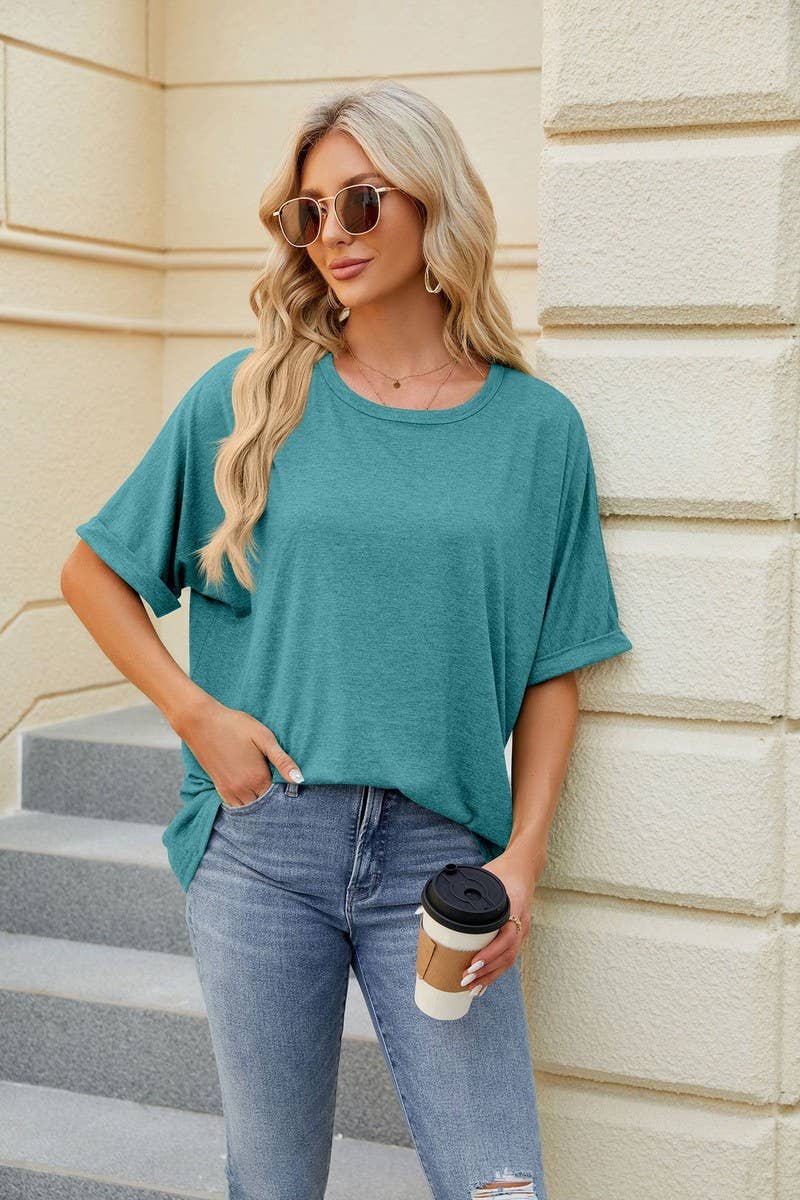 CWTTS0816_Round Neck Short Sleeve Knit Top