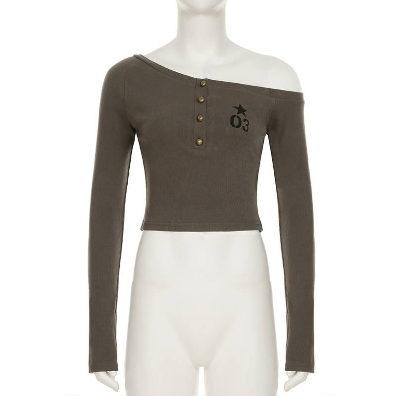 DIGITAL DIAGONAL SHOULDER LONG SLEEVE KNITWEAR