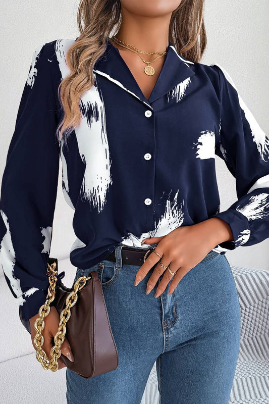 CWTSTL2131_COLOR CONTRAST LAPEL LONG SLEEVE SHIRT TOP
