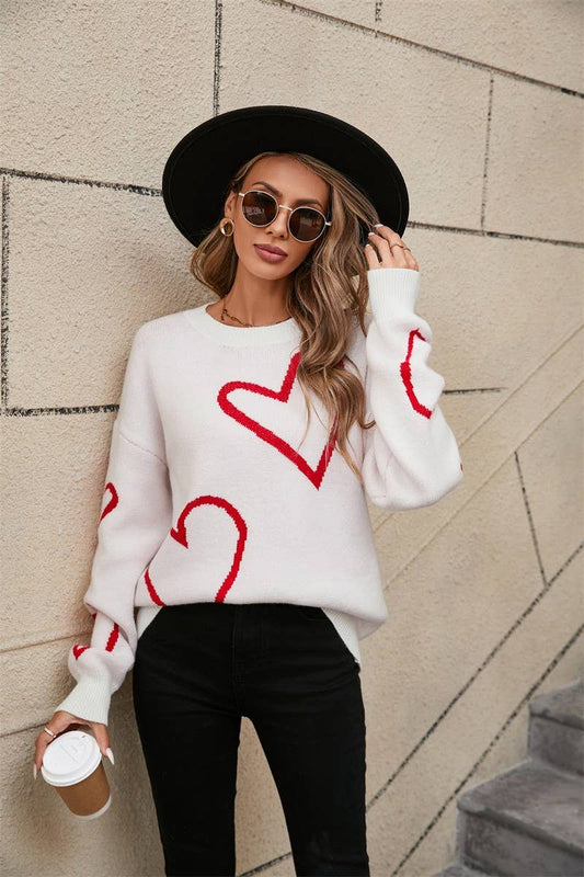 CWOSWL5764_VALENTINE'S DAY BIG HEART CONTRAST SWEATER