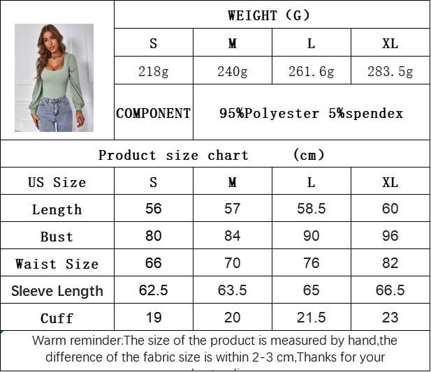 CWTBLL2746_SQUARE NECK PUFF SLEEVE KNIT LONG SLEEVE TOP