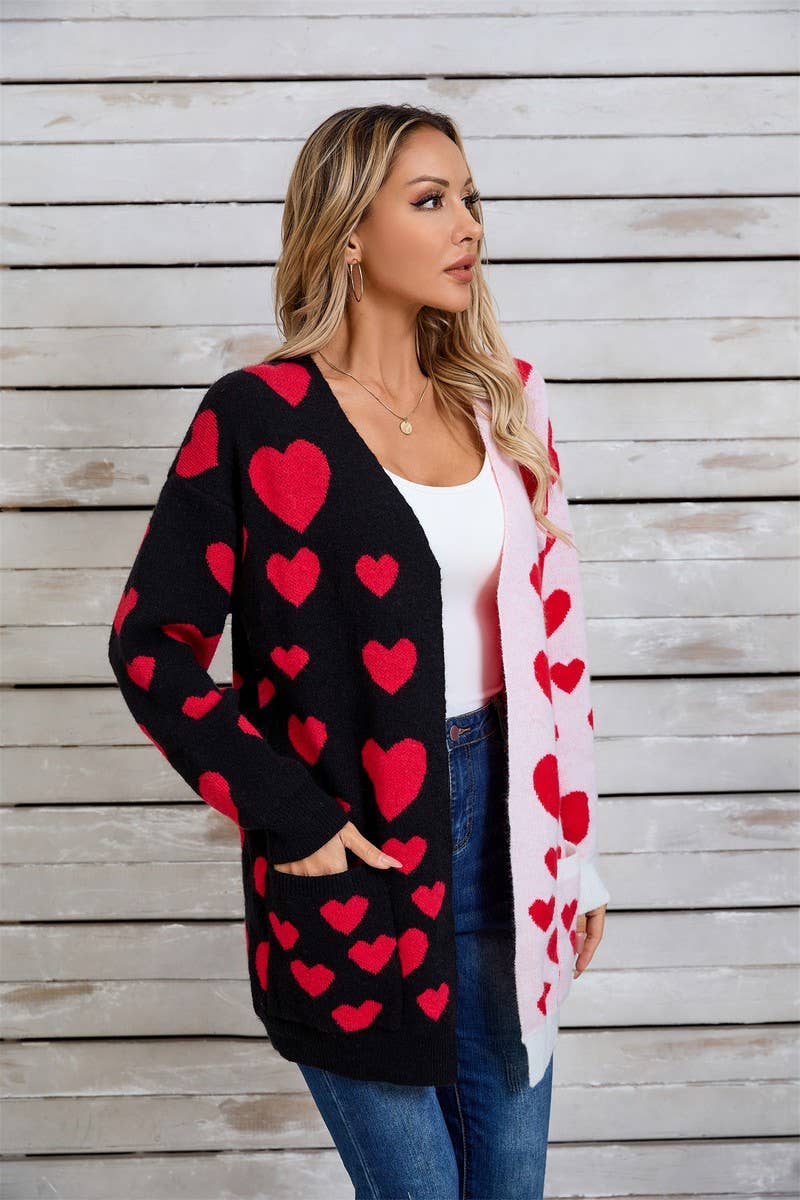 CWOCAL1800_VALENTINE'S DAY LONG HEART CARDIGAN SWEATER