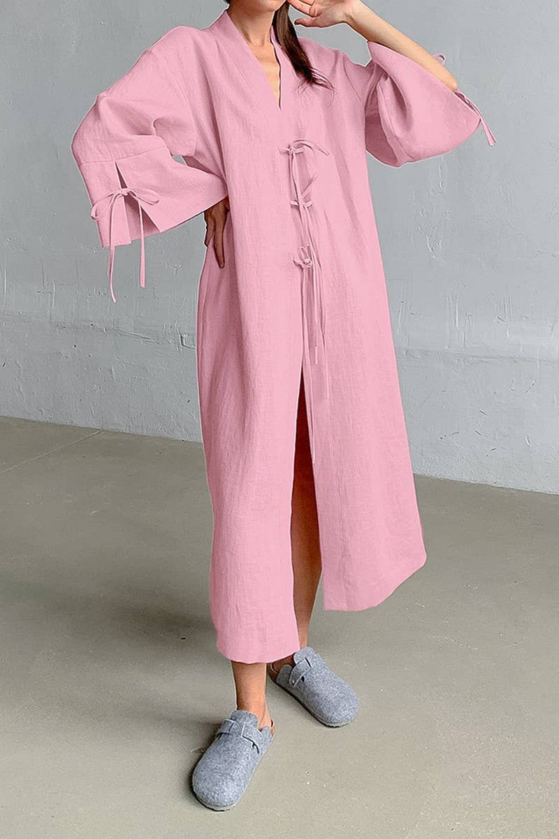 CWSPJ0304_PURE COTTON BREATHABLE LONG-SLEEVED NIGHTGOWN