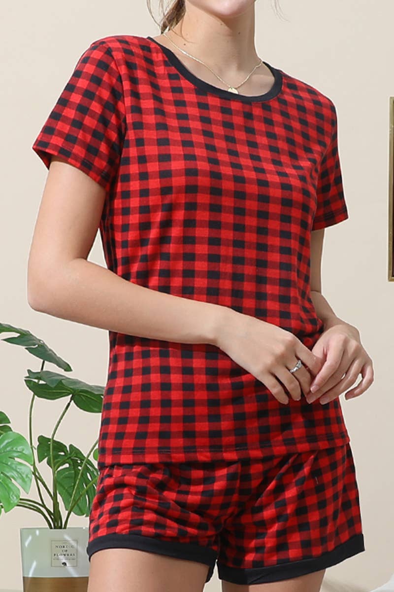 CWSPJ031-P_SHORT SLEEVE TOP WITH SHORTS PAJAMA SET