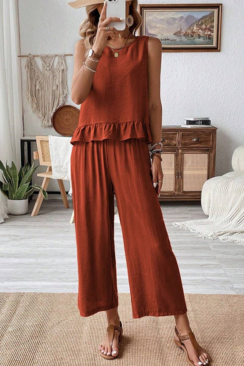 CWSS1228_CASUAL SLIM FIT SOLID COLOR SLEEVELESS SUIT