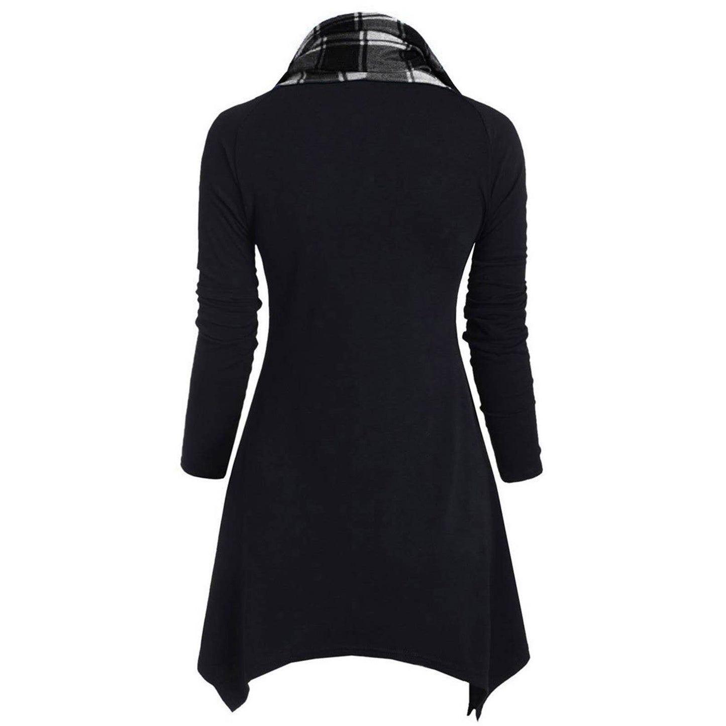 COLOR-MATCHING PLAID DOUBLE-HOODED ARGYLE DRESS