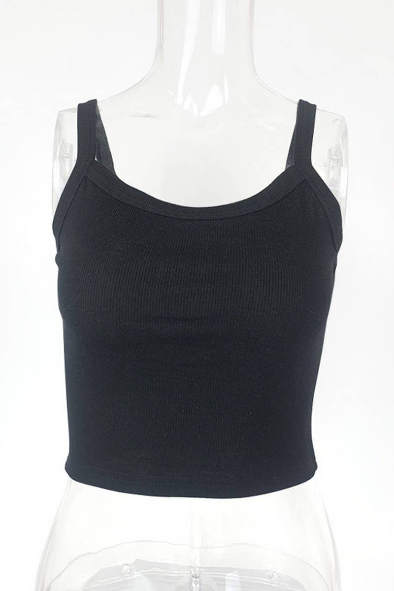 CWTTK0821_CROPPED NAVEL-BARING RIBBED KNITTED CAMISOLE TOP