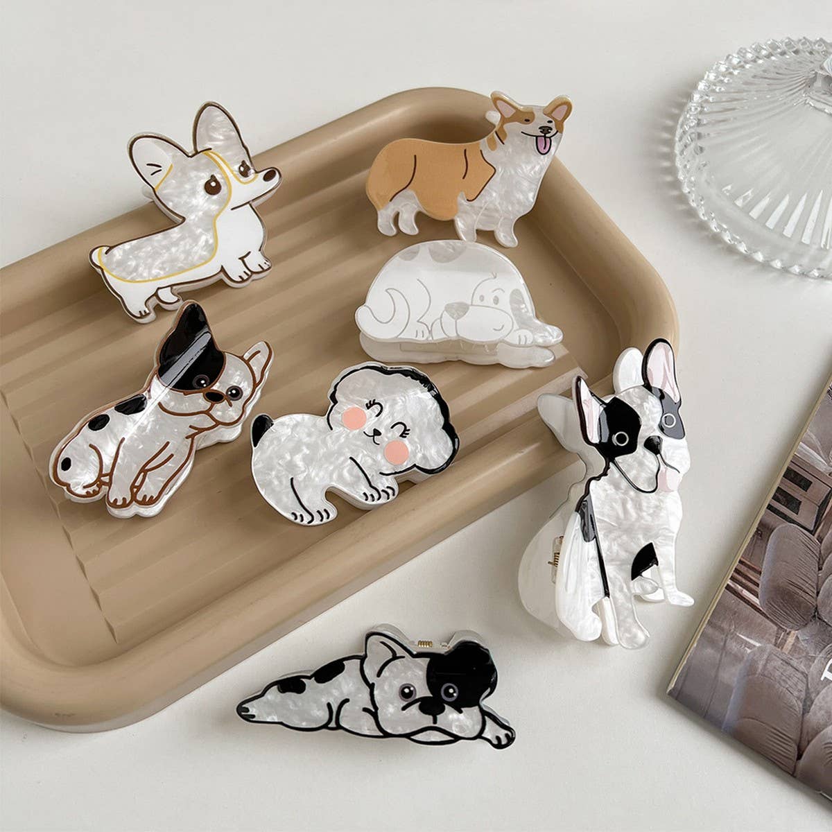 French Cartoon Dog Hair Claw, Cute Puppy Mini Clip