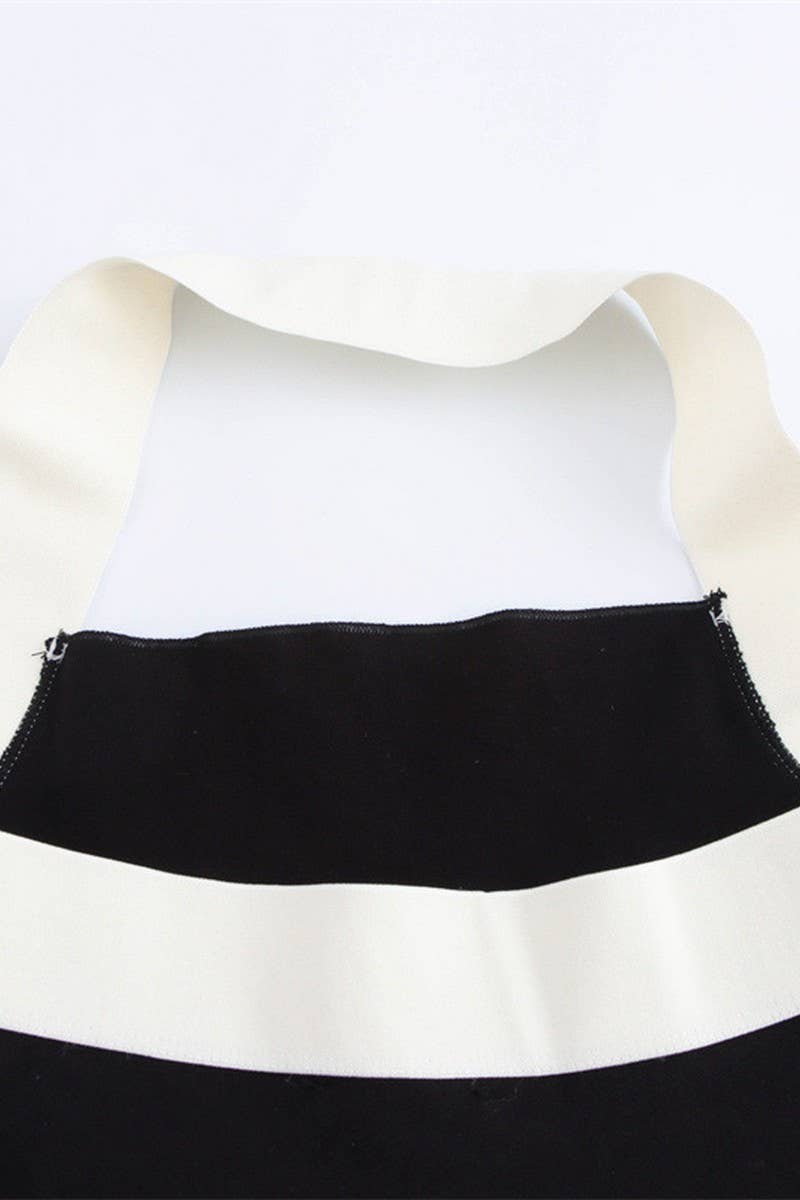 CWDHL0633_OPEN BACK STRETCH KNIT HALTERNECK DRESS