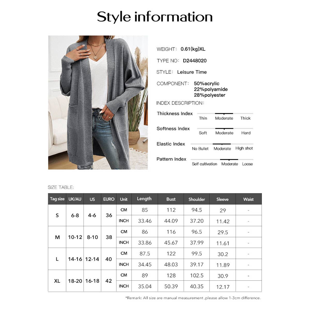 Bat-sleeved temperament cardigan sweater jacket