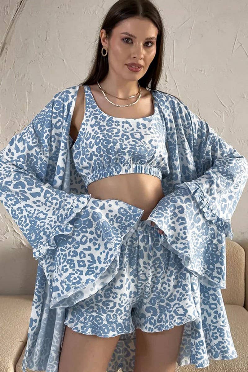 CWSPJ0414_LEOPARD PRINT LOOSE PAJAMAS THREE-PIECE SET