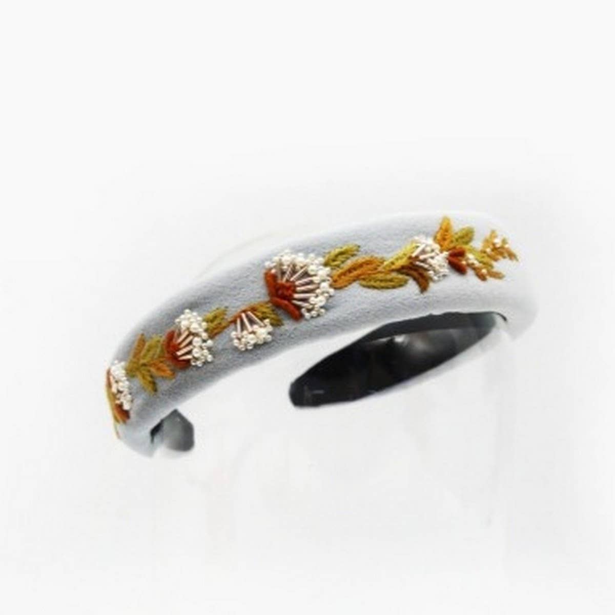 Hand-Embroidered Pearl Vine Flower Headband Vintage