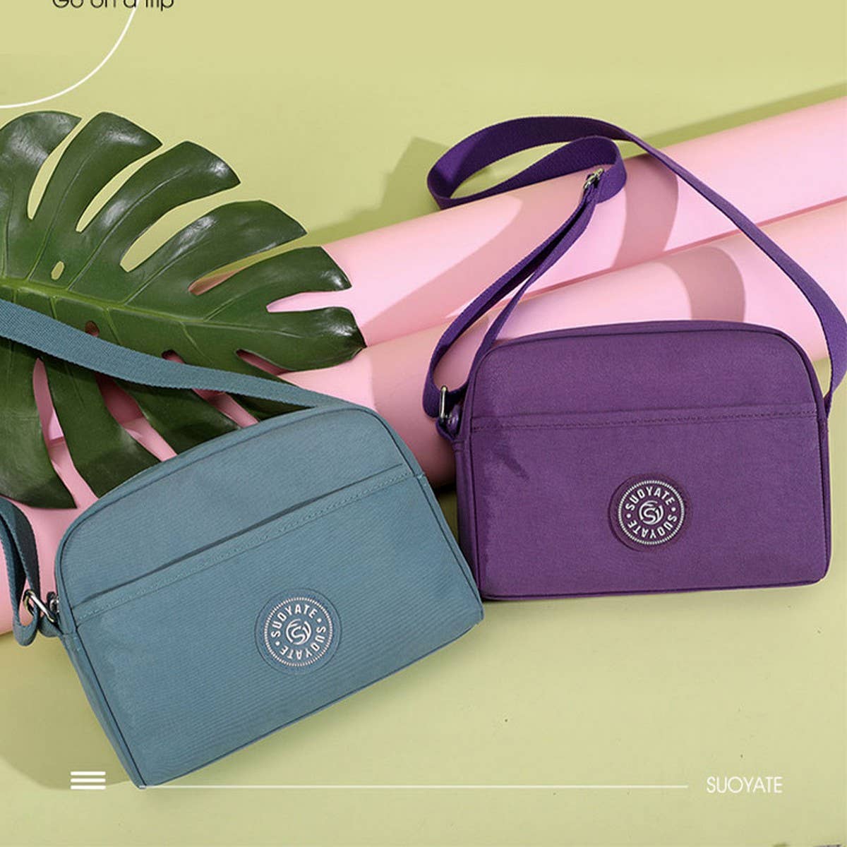 LIGHTWEIGHT SOLID NYLON CROSSBODY SHOULDER BAG