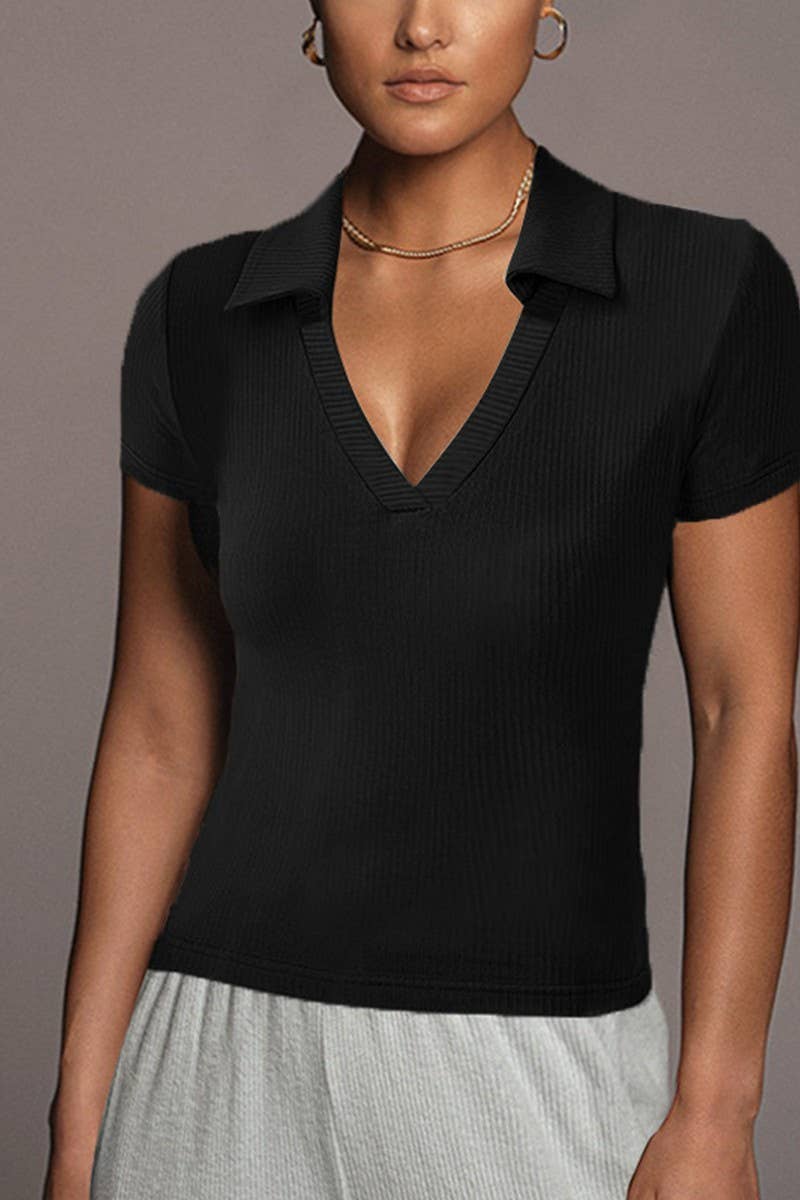 CWTBLS1810_SLIM FIT POLO COLLAR SHORT SLEEVE T-SHIRT