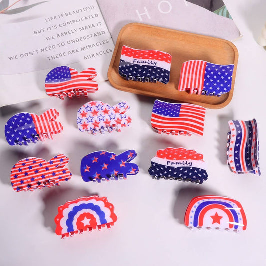 USA Flag Hair Claw, Creative Patriotic Back Clip_CWAHA1265