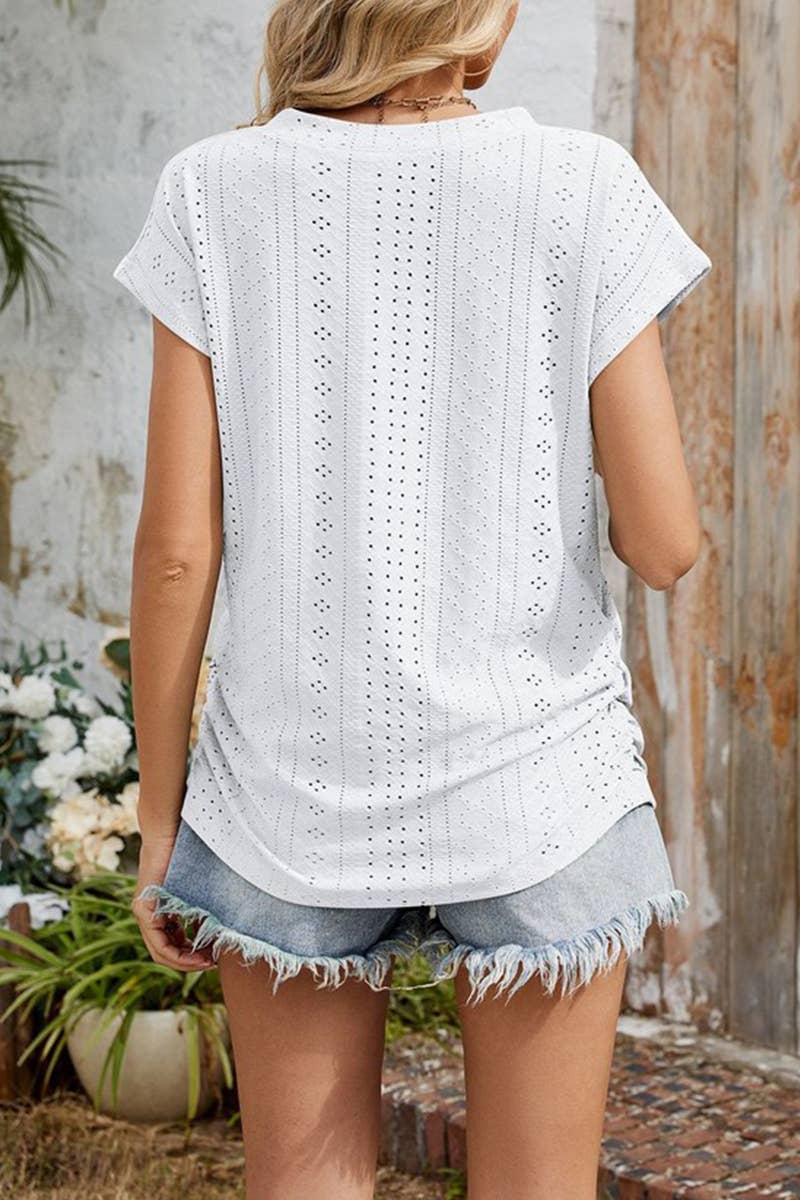 CWTTS1328_SUMMER SOLID COLOR V-NECK SHORT-SLEEVED T-SHIRT