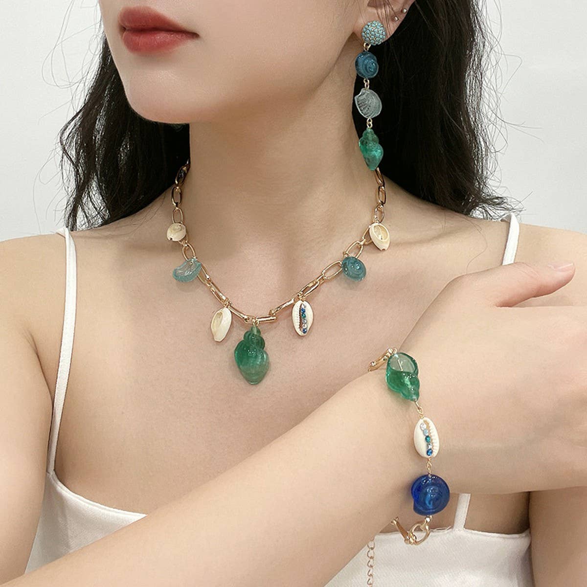 SUMMER ALL-MATCH HOLIDAY NECKLACE AND EARRINGS SET_CWAJE2925