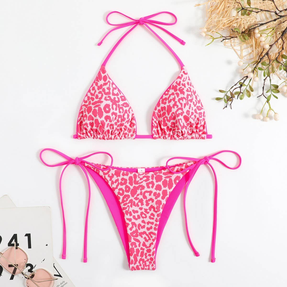 LEOPARD PRINT BIKINI SET - SEXY BACKLESS SWIMSUIT
