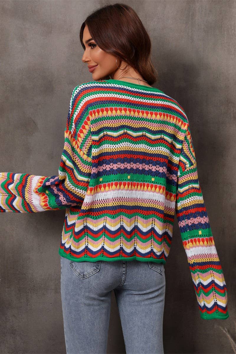 CWOSWL2068_Loose Sexy Crochet Crew neck Hollowed Out Sweater