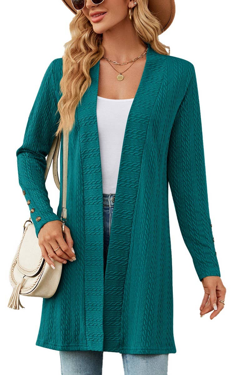 CWOCAL1937_SOLID COLOR BUTTON LONG SLEEVE CARDIGAN COATS