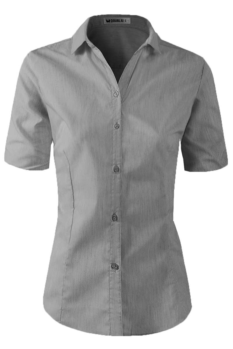CWTSTS118-P_Slim Classic Short Sleeve Bttn Down Collar Shirt