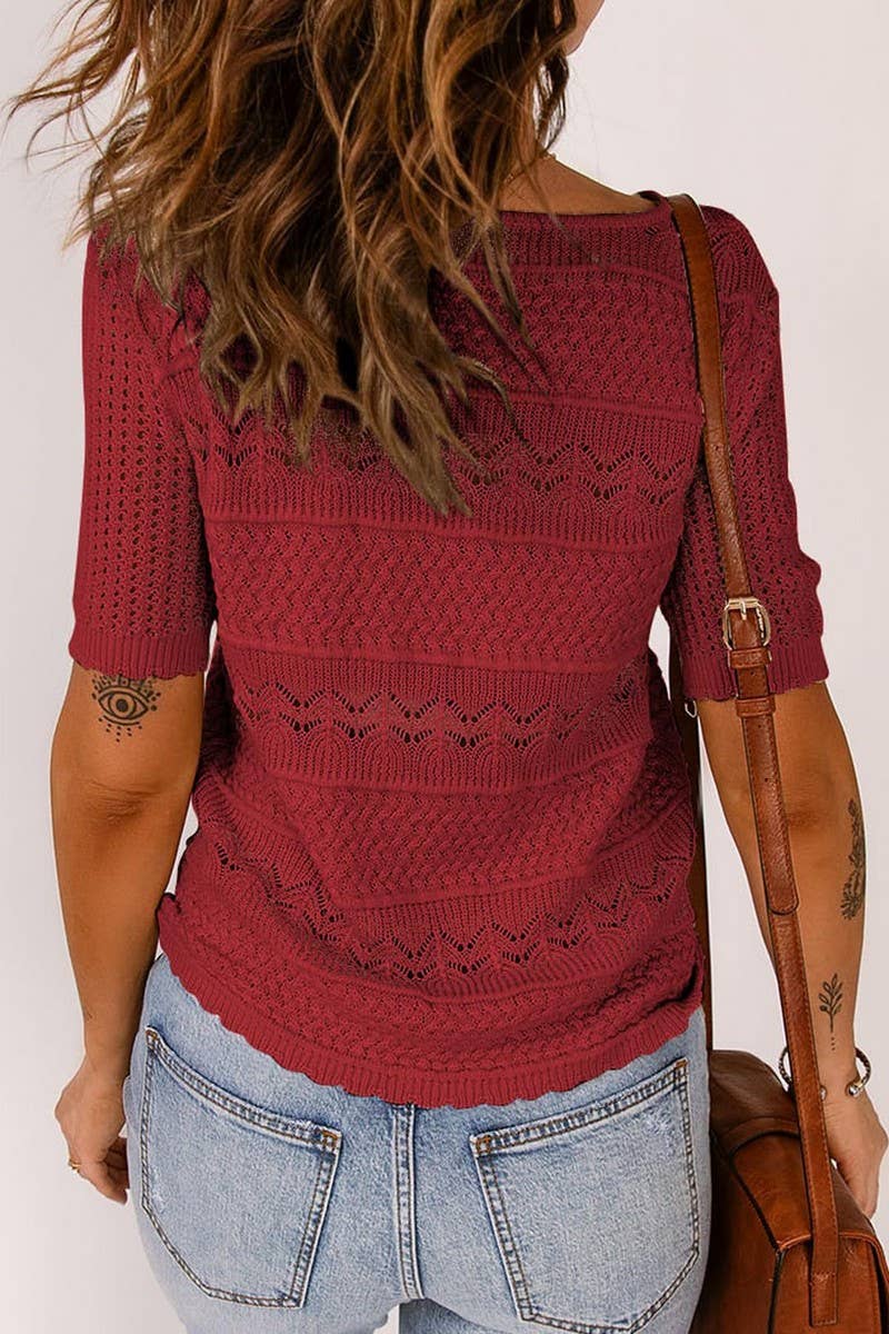 CWTBLS1817_ROUND NECK HOLLOW SEXY KNITTED CROCHET SWEATER