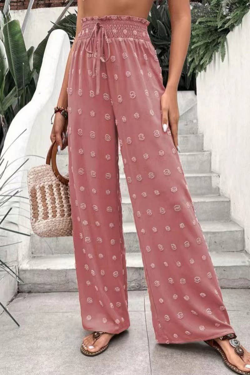 CWBLP1977_HIGH WAIST JACQUARD WIDE LEG LOUNGE PANTS