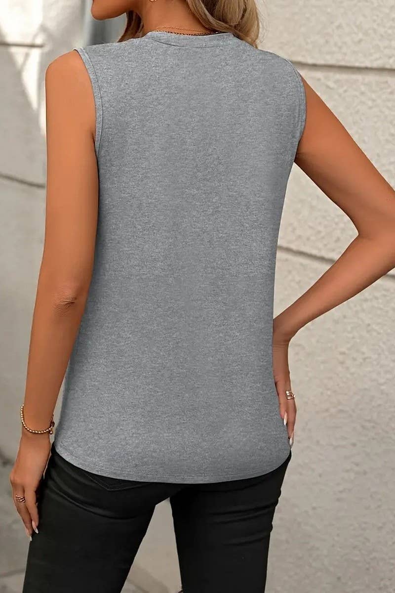 CWTBLSL0320_SOLID COLOR LOOSE ROUND NECK SLEEVELESS T-SHIRT