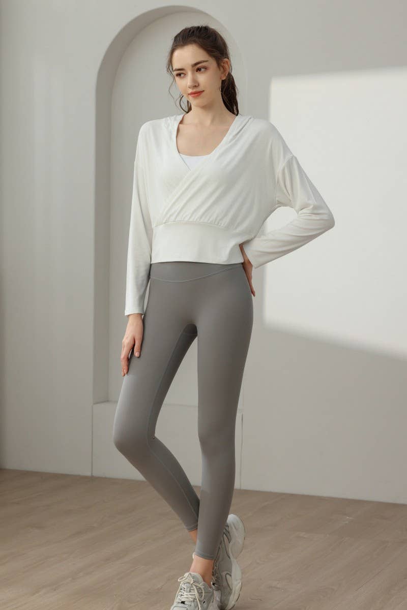 CWTBLL3629_NEW STYLE SPORTS LOOSE YOGA JACKET HOODED TOP