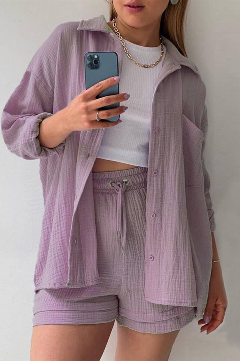 CWSS01299_FASHIONABLE CASUAL WRINKLED LAPEL TWO-PIECE SUIT