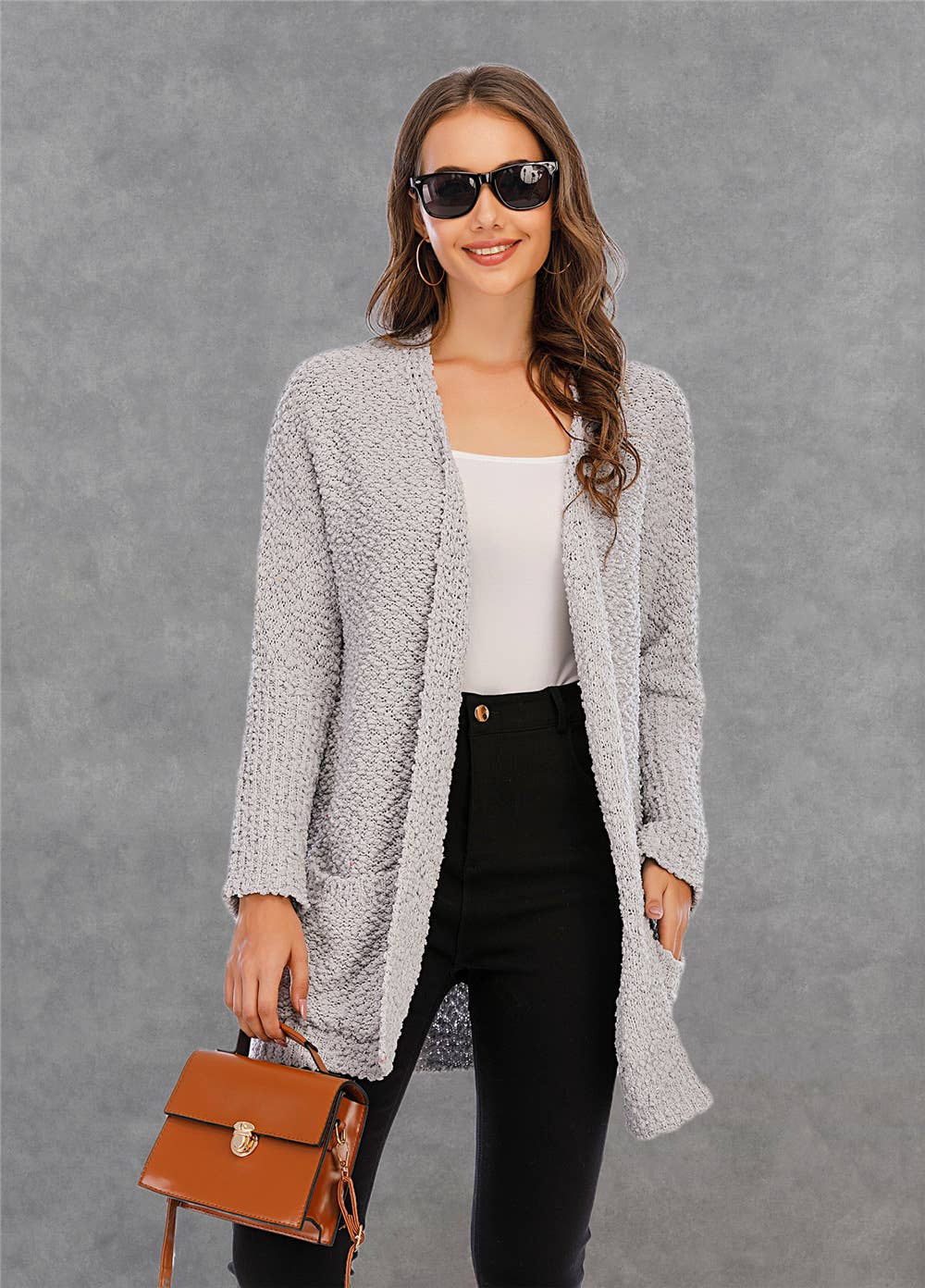CWOSWL1044_Long Sleeve Open Front Long Cardigan Sweater