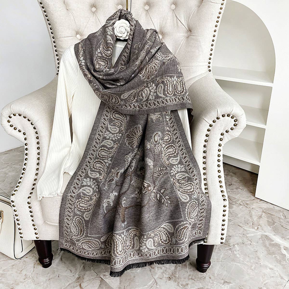 Printed Tassel Shawl Blanket Scarf for Office-Fall_CWASC0191