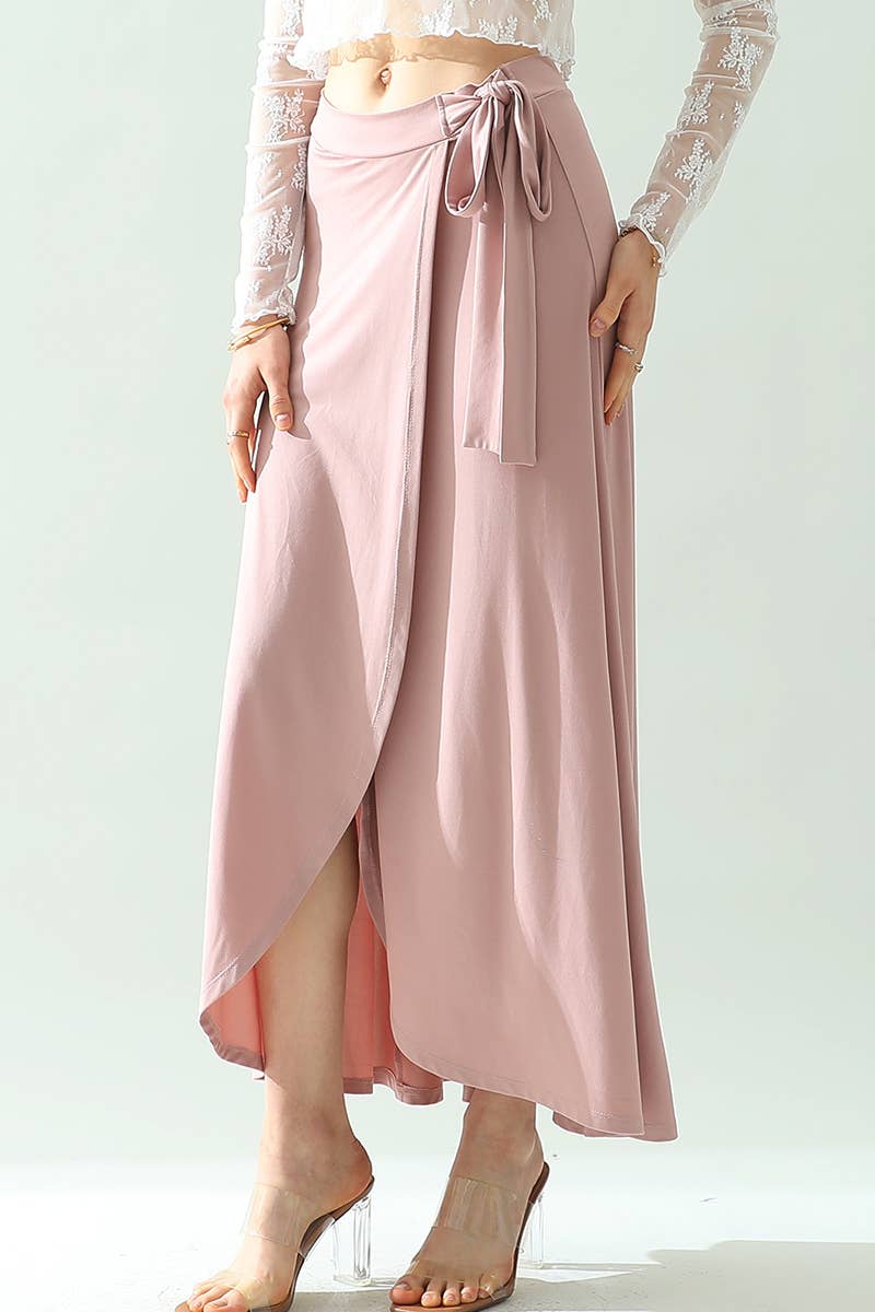 CWBLS117_High Waisted Maxi Wrap Skirts with Slit