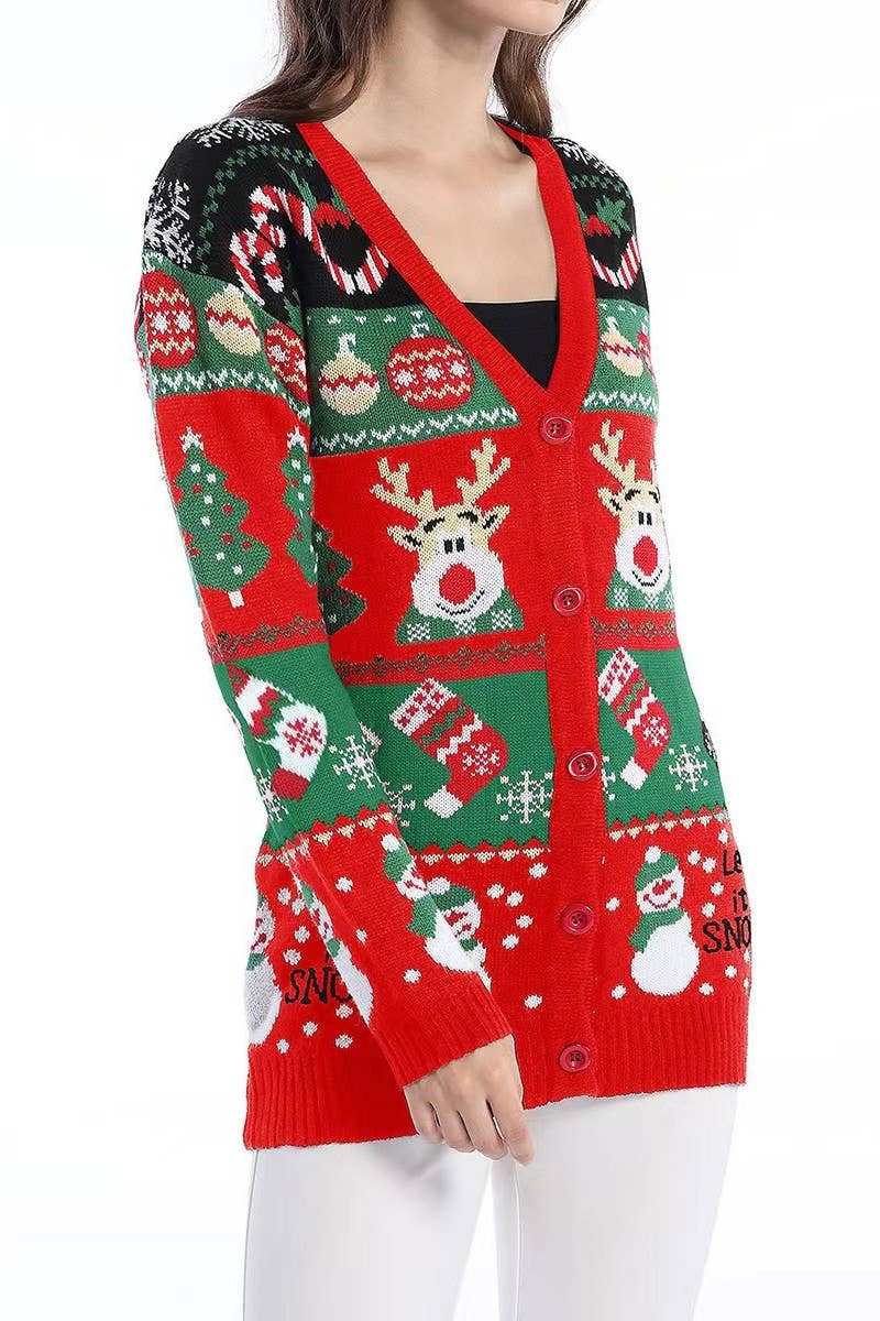 CWOCAL0686_CASUAL LONG SLEEVE CHRISTMAS CARDIGAN SWEATER