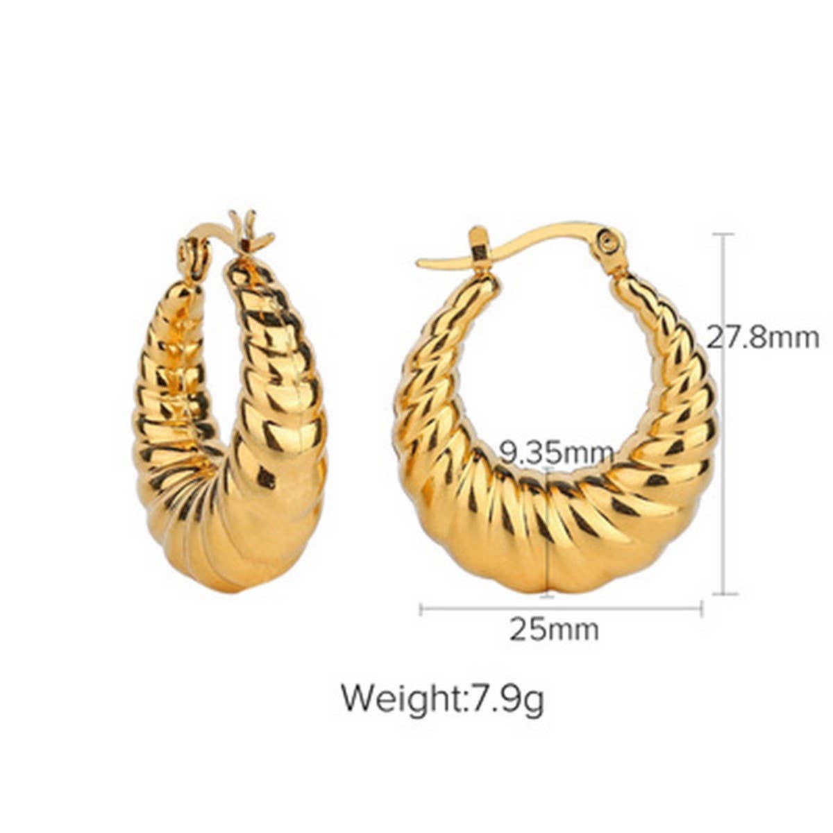 VINTAGE STAINLESS STEEL HOLLOW HOOP EARRINGS
