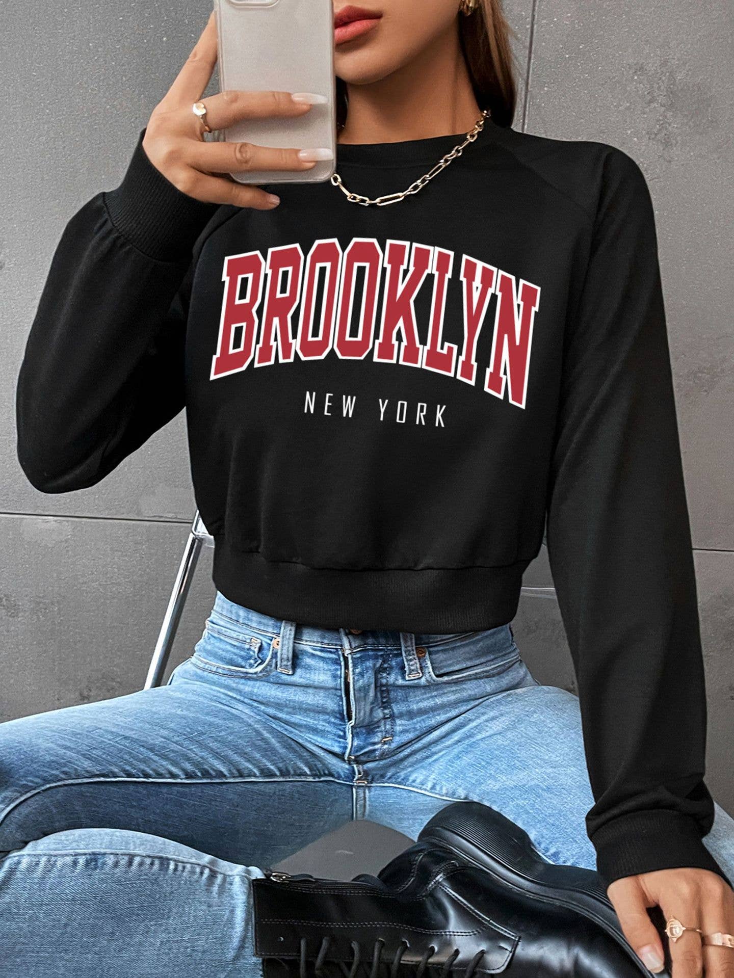 Casual sporty style crop top letter hoodie
