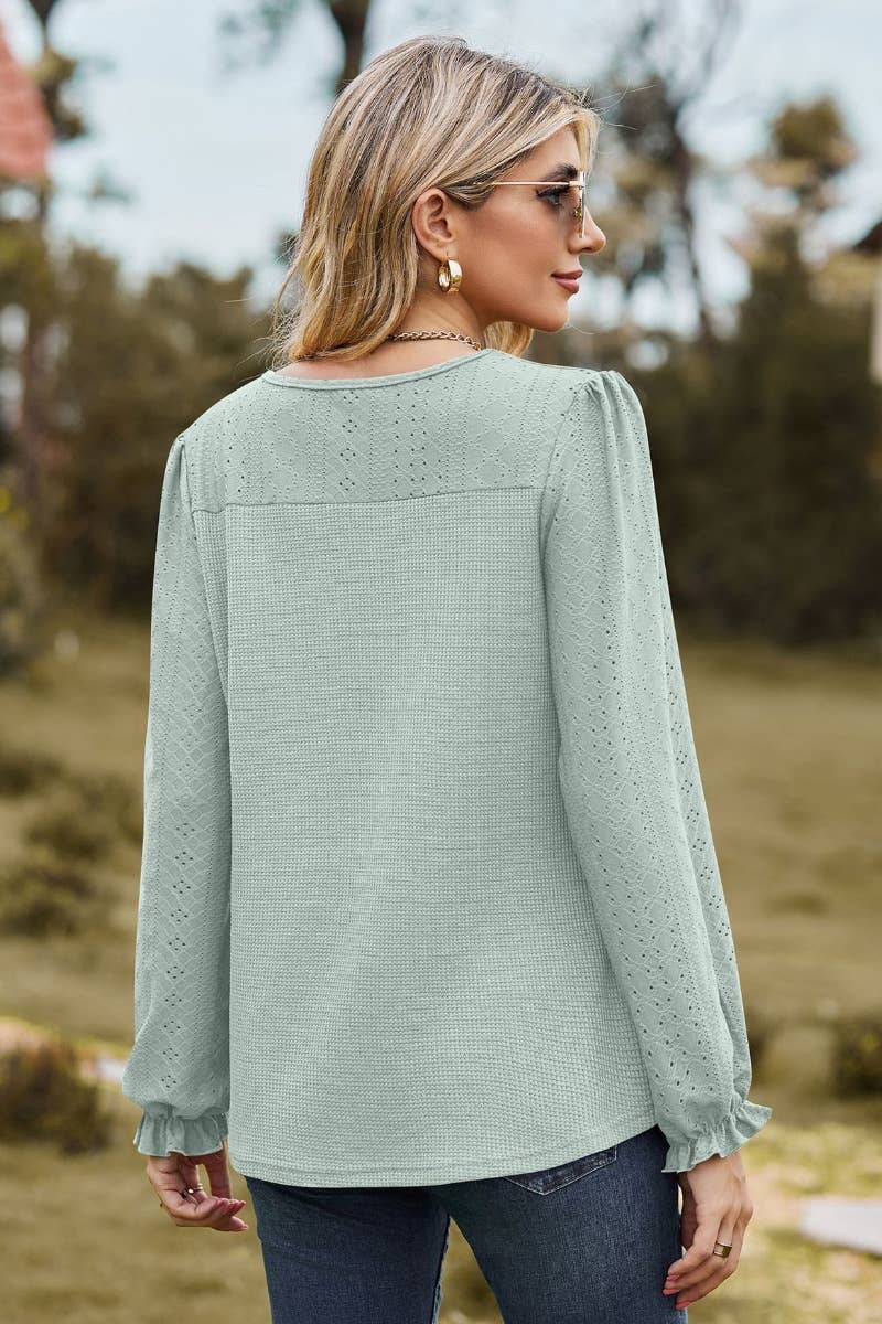 CWTBLL2805_CASUAL CREW-NECK FALL LONG-SLEEVED TOP
